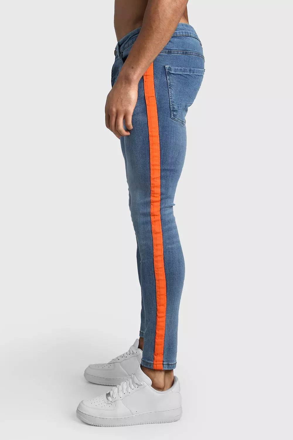 Jean Skinny avec bande fluo sur les cotes boohooMAN FR